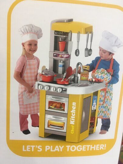 Детская кухня игровая Kitchen Set 922-49A желтая с водой, светом и звуком, 49 предметов