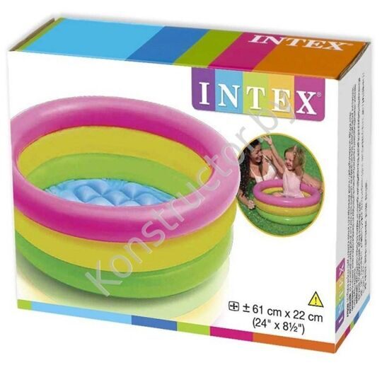 Детский надувной бассейн Intex Интекс Радуга с надувным полом 57107, 61x22 см