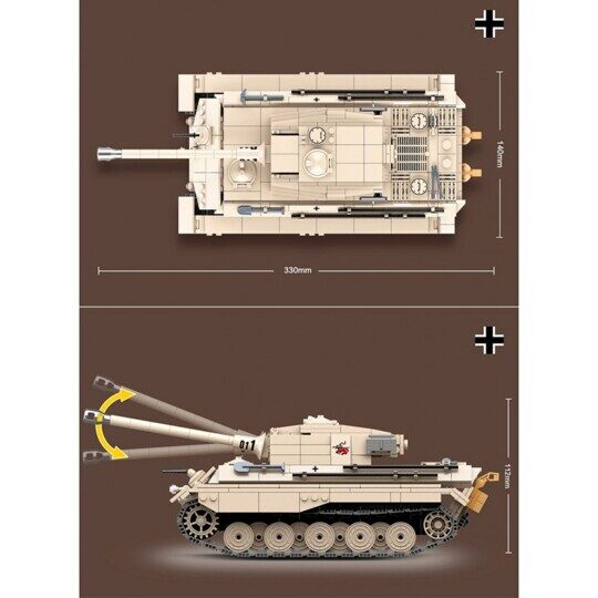 Конструктор Немецкий тяжелый танк Королевский Тигр (King Tiger), 978 дет., 100066 Quanguan,