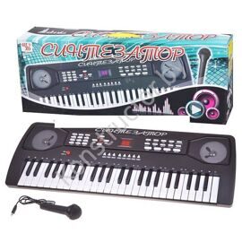 Детский синтезатор пианино с микрофоном, 49 клавиш SD 990, работает от сети или от батареек, регулировка громкости. темпа, 16 музыкальных иннструментов