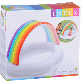 Детский надувной бассейн Облачко с радугой с навесом Intex 57141