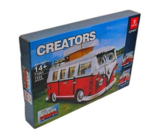 Конструктор Creator Автофургон Фольксваген Т1, King 23220, 1334 детали аналог 10220