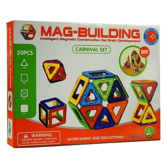 Магнитный конструктор 20 деталей Mag-Building, аналог Magformers