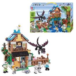 Конструктор Нападение дракона на хижину, 820 дет., 13 фигурок 7636 Minecraft