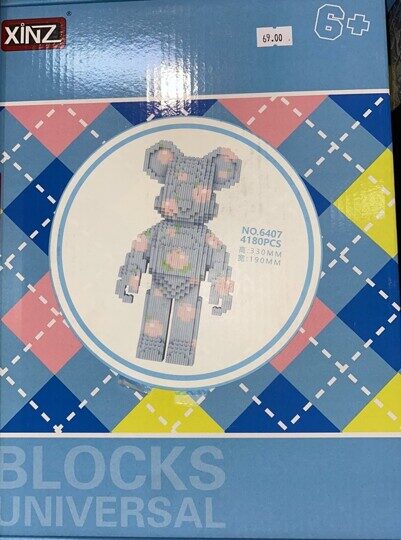Конструктор 3 д Bearbrick, Мишка с персиками, 4180 дет. 6407, кавс