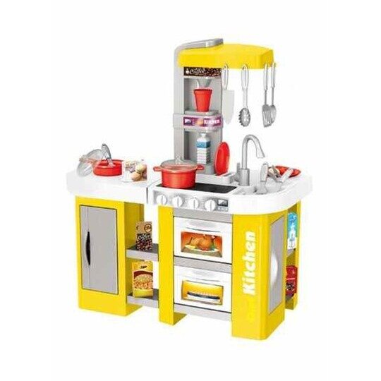 Детская кухня игровая Kitchen Set 922-47A желтая с водой, светом и звуком, 53 предмета