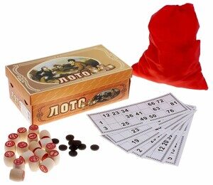 Настольная игра Русское лото с карточками и деревянными бочонками W 9090