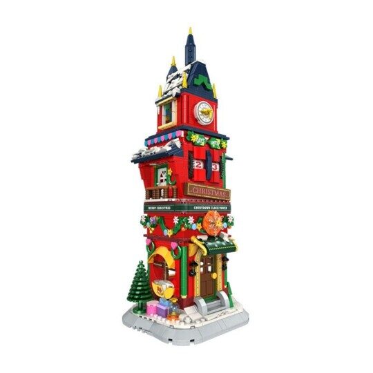 Конструктор Новогодняя башня с рождественскими часами WOMA C0275, 1084 дет., свет