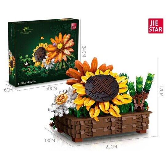 Конструктор Бонсай Подсолнухи и плющ 924 дет., Jie Star 9034