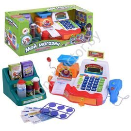 Детская игровая касса Мой магазин 7256 Joy Toy с калькулятором, сканером, чеком, продуктами, со световыми и звуковыми эффектами купить в Минске