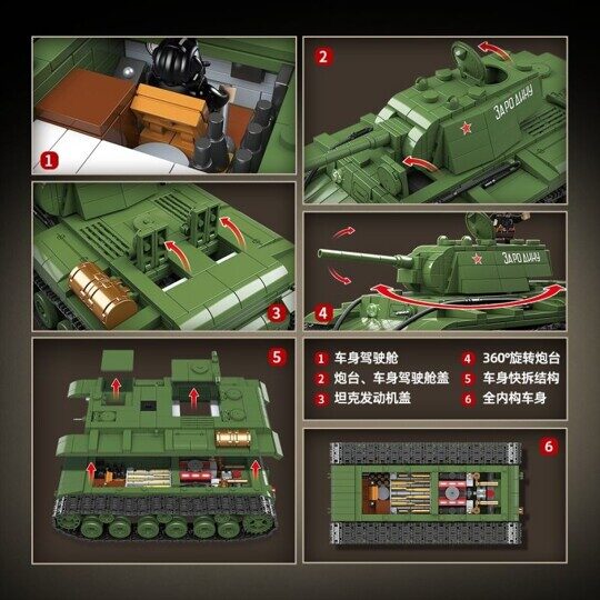 Конструктор Танк КВ-1, Quan guan 100253, 1192 дет., аналог LEGO (Лего)