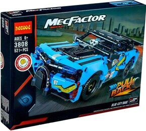 Конструктор Синий гоночный автомобиль DECOOL MecFactor 3808, 521 дет. Техник
