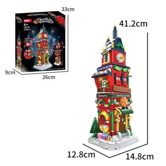 Конструктор Новогодняя башня с рождественскими часами WOMA C0275, 1084 дет., свет