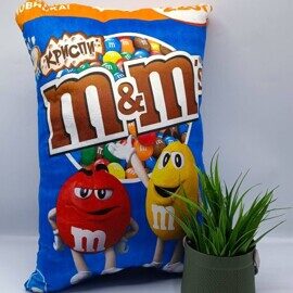 Подушка M&M's синяя 45 см, антистресс, тик ток игрушки