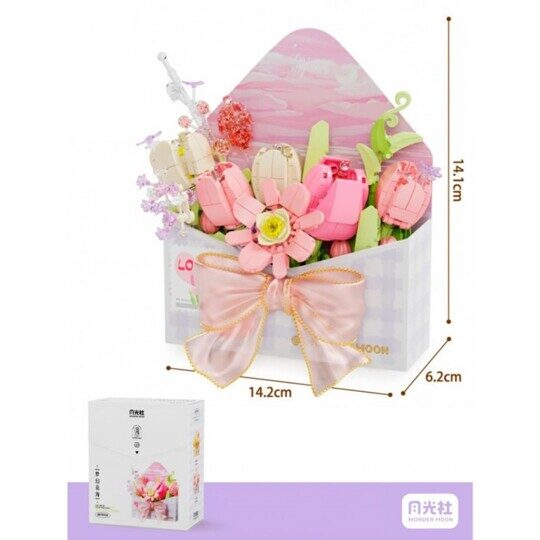 Конструктор Цветы в конверте, розовые, Wonder Moon 804223, 550 дет.