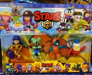 Набор игрушек Brawl Stars, 4 героя (Джеки, Нита, Митсер П, Спраут) 200793-2