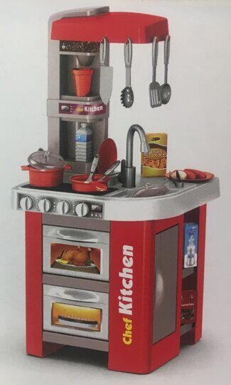 Детская кухня игровая Kitchen Set 922-48A красная с водой, светом и звуком, 49 предметов