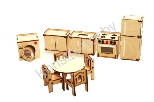 Мебель для кукол Кухня, 10 предметов, дерево