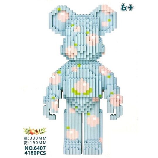 Конструктор 3 д Bearbrick, Мишка с персиками, 4180 дет. 6407, кавс