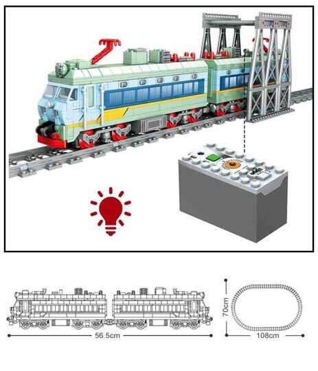 Конструктор Поезд с мотором Шаошань Kazi 98254, на батарейках, свет, звук