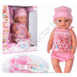 Кукла пупс Baby Love 009 D, закрывает глазки, розовый костюмчик с шапочкой