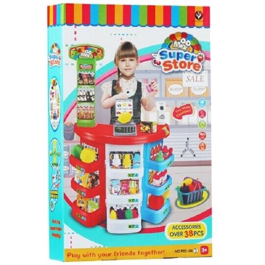 Детский Супермаркет, 38 предметов, сканер, 922-06, свет, звук, магазин