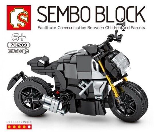 Конструктор Мотоцикл черный, Sembo 701209, 304 дет