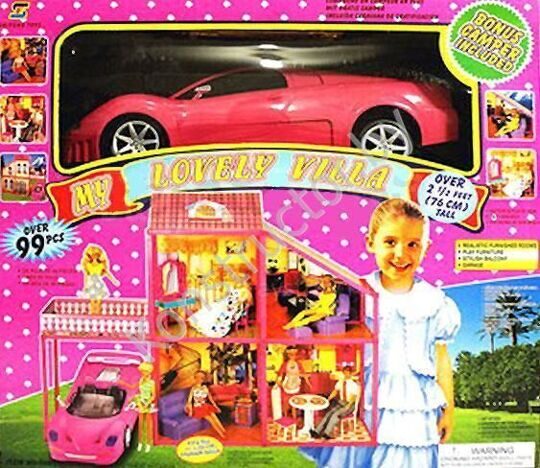 Игровой домик для кукол типа Барби 6981 My Lovely Villa 4 комнаты и машинка