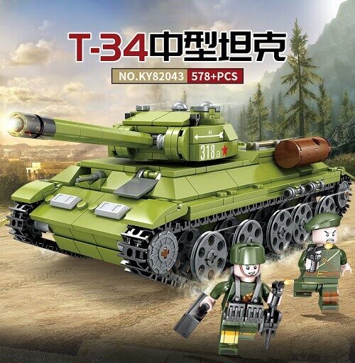 Конструктор Танк Т-34 со светом, KAZI 82043,
