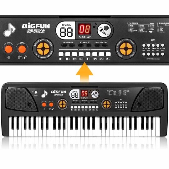 Детский синтезатор пианино Bigfun 61 клавиша с MP3, микрофон, от сети, BF-730A2
