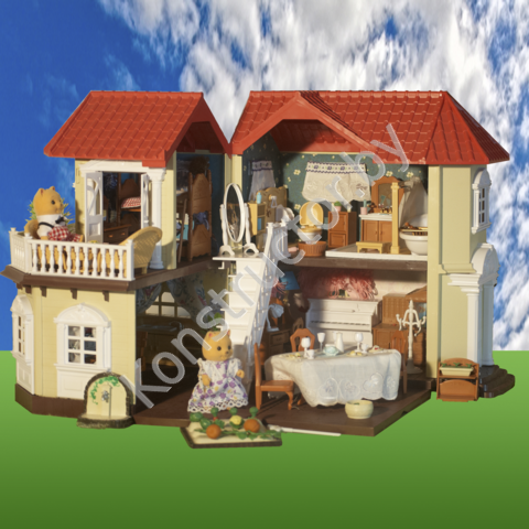 Игровой домик для кукол Happy Family 012-01 аналог Sylvanian Families Сильваниан со световыми эффектами, мебелью и аксессуарами