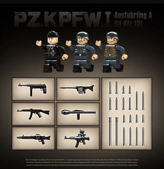 Конструктор немецкий танк Panzer 1 Type A, Quan guan 100274, 565 дет., аналог LEGO (Лего)