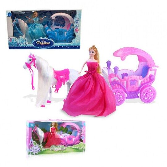 Карета с лошадью + Принцесса (кукла) 686-782, 56 см, свет, музыка