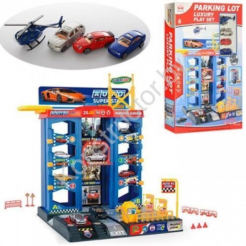Детский гараж-паркинг (парковка) 92126 многоуровневый, 3 машинки, вертолет, лифт