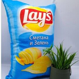 Подушка чипсы Лейс Сметана зелень, Lays 45 см