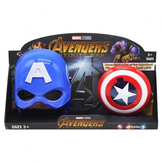 Игровой набор Капитан Америка маска и щит, Marvel, световые эффекты, B0441H