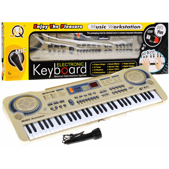 Электронный Синтезатор пианино с микрофоном  MQ-811 USB MP3