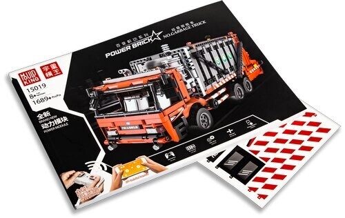 Конструктор Мусоровоз на радиоуправлении, Техник, серия Power Brick, 1689 деталей, 15019 Mould King
