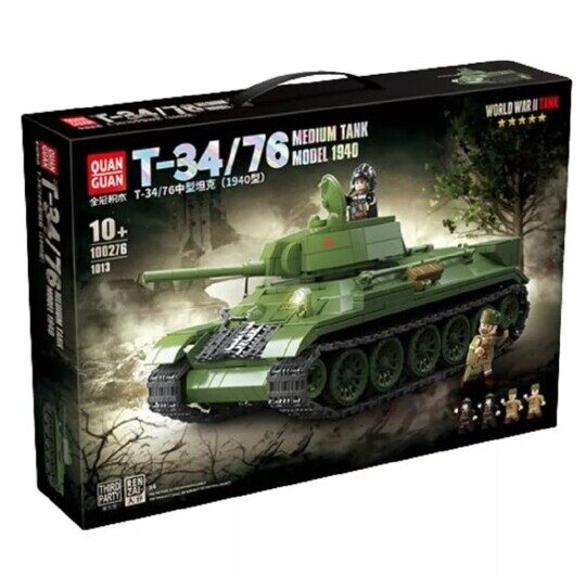 Конструктор Советский средний танк Т34/76, 1013 дет., 100276 Quan guan