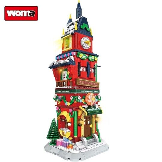 Конструктор Новогодняя башня с рождественскими часами WOMA C0275, 1084 дет., свет