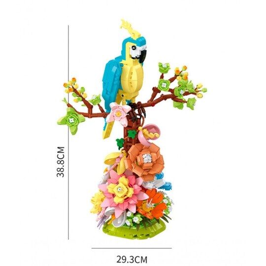 Конструктор Попугай в цветах Zuanma 101-17, 1162 дет., аналог Лего