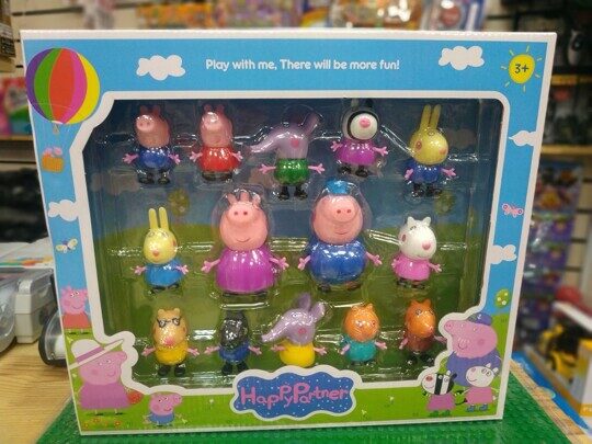 Свинка Пеппа набор фигурок, 14 героев, игрушки Peppa Pig