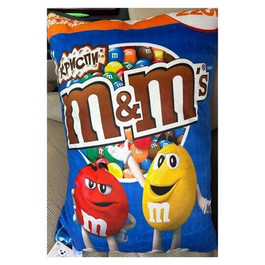 Подушка M&M's синяя 45 см, антистресс, тик ток игрушки